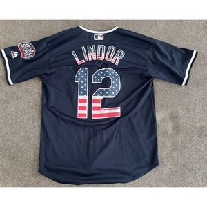 Cleveland Indians Majestic Cool Base Francisco Lindor #12 USA Jersey Men's XL